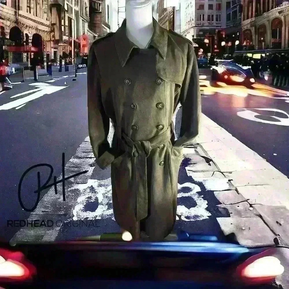 KDH Jackets & Blazers - Olive Super Soft Faux Suede Trench Coat XL great condition and very versatile